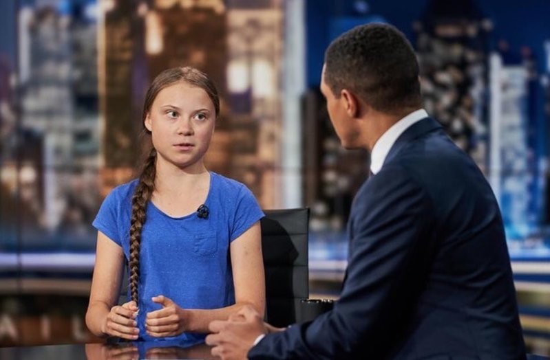 Greta på The Daily Show Greta på The Daily Show